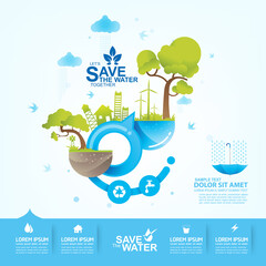 Save water concept Ecology vector.
