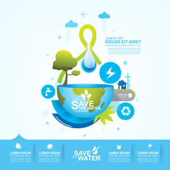 Save water concept Ecology vector.