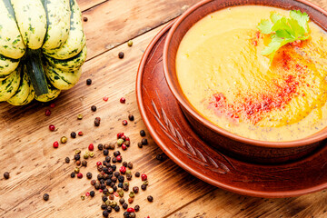 Vegetarian autumn pumpkin soup
