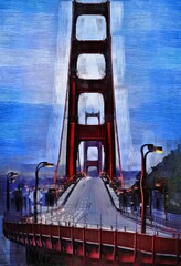 Golden Gate Bridge oil painting