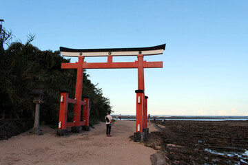Entrance torii gate of Aoshima Shrine in the island. Located in Miyazak