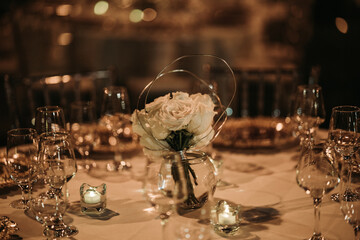 Flowers Centerpiece on Dining Table
