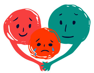 家族表情子供泣くハート