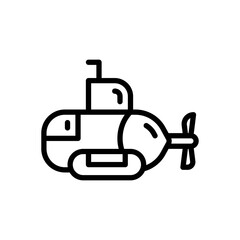 line style icon of submarine isolated on white background. EPS 10