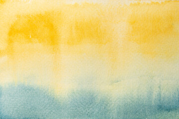 Hand painted blue and yellow watercolor background. Grunge watercolor texture wallpaper.
