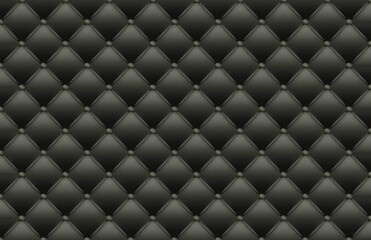 Black Texture of the Leather Quilted Skin - Background Illustration, Vector