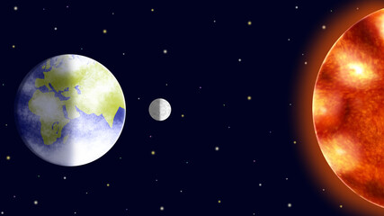 Obraz na płótnie Canvas 太陽と地球と月