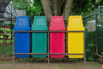 Color sorting bins installed in the park