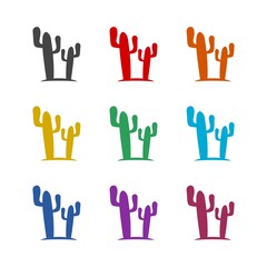 Simple cactus icon, color set