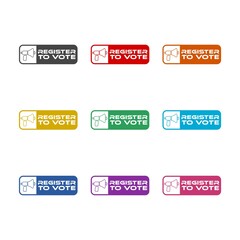 Megaphone with Register to vote icon, color set