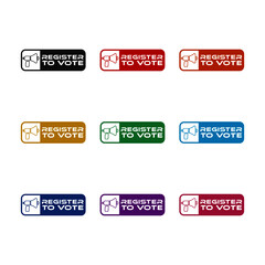 Megaphone with Register to vote icon, color set
