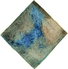 Abstract blue and brown square watercolor hand painting banner for decoration.