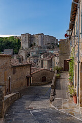 Fototapeta na wymiar Old town of Sorano at the Tuscany Region in Italy 