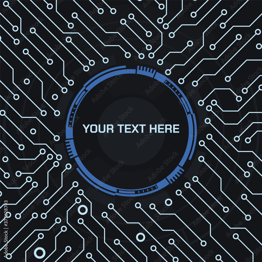 Aufkleber Cyber Security Copy Space Infographic Technology Background. Circuit Board Protection Futuristic Element Vector.