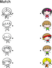 vector cartoon Math learning match activities 