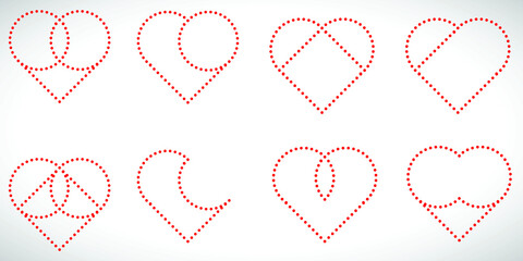 Logo Love . Symbol Heart Shape for your design. Dotted vector illustration.