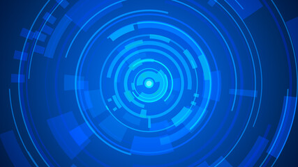 Circle blue technology Hi-tech dark background. Abstract graphic digital future concept design.
