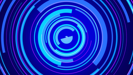 Circle blue neon light technology Hi-tech dark background. Abstract graphic digital future concept design.