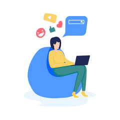 Vector illustration, communication via the Internet, social networking,chat, video,news, search, web graphics,messages,web site