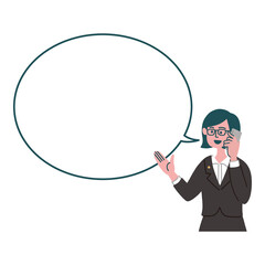 スーツ　女性　メガネ　携帯電話　スマホ　士業　コメント　空欄
