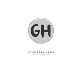 G H GH Initial letter handwriting and signature logo. A concept handwriting initial logo with template element.