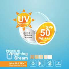UV Protection and Whitening Vector Skin care concept.