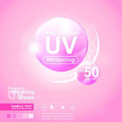UV Protection and Whitening Vector Skin care concept.
