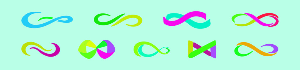 set of infinity logo cartoon icon design template with various models. vector illustration