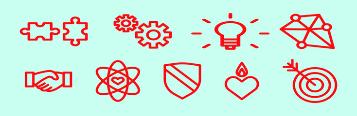 Company Core Values Solid Icons for Websites or Infographics isolated on blue