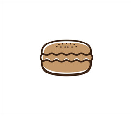 burger vector icon in simple outline style for bakery and pastry shop