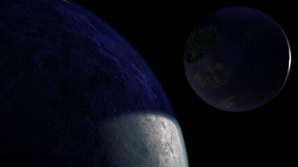 3d render of planet earth with clouds and extra planet