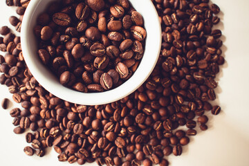 High Angle View Of Coffee Beans In A Cup