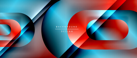 Vector geometric abstract background with lines and modern forms. Fluid gradient with abstract round shapes and shadow and light effects