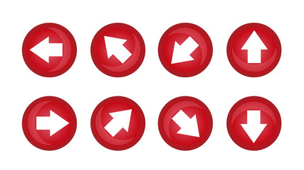 赤色の矢印ボタン素材