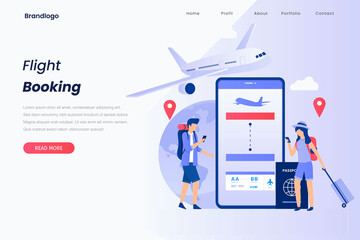 Concept illustration landing page of book your flight.  Illustration for websites, landing pages, mobile applications, posters and banners.