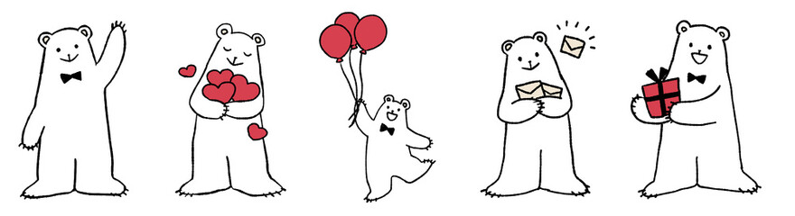 手描きのかわいい白くま　装飾イラスト　プレゼント　愛情