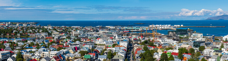 Fototapeta na wymiar High angle view of the Reykjavik city center in Iceland