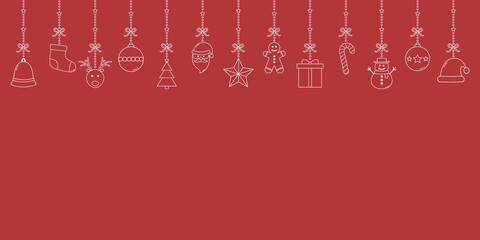 Naklejka na ściany i meble Christmas ornament. Xmas icons on background with copyspace. Vector