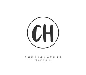 C H CH Initial letter handwriting and signature logo. A concept handwriting initial logo with template element.