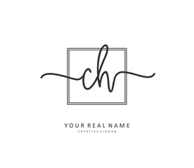 C H CH Initial letter handwriting and signature logo. A concept handwriting initial logo with template element.