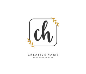 C H CH Initial letter handwriting and signature logo. A concept handwriting initial logo with template element.