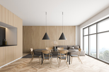 Naklejka na ściany i meble Wooden living room with table