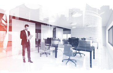 Fototapeta premium Businessman with clipboard in office