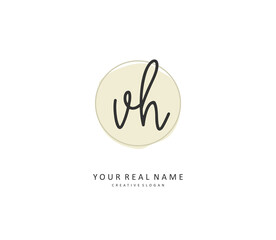 V H VH Initial letter handwriting and signature logo. A concept handwriting initial logo with template element.