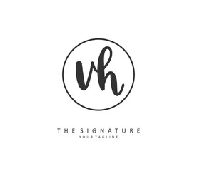 V H VH Initial letter handwriting and signature logo. A concept handwriting initial logo with template element.