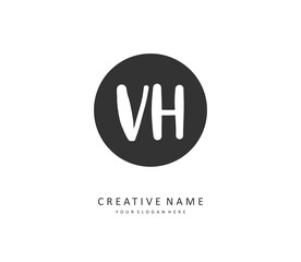 V H VH Initial letter handwriting and signature logo. A concept handwriting initial logo with template element.