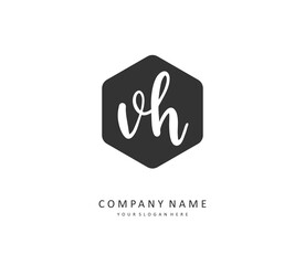 V H VH Initial letter handwriting and signature logo. A concept handwriting initial logo with template element.