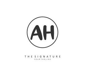 A H AH Initial letter handwriting and signature logo. A concept handwriting initial logo with template element.
