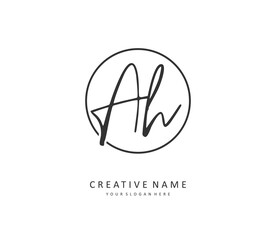A H AH Initial letter handwriting and signature logo. A concept handwriting initial logo with template element.