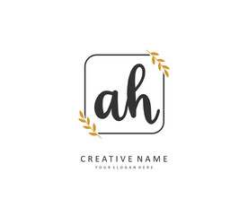 A H AH Initial letter handwriting and signature logo. A concept handwriting initial logo with template element.